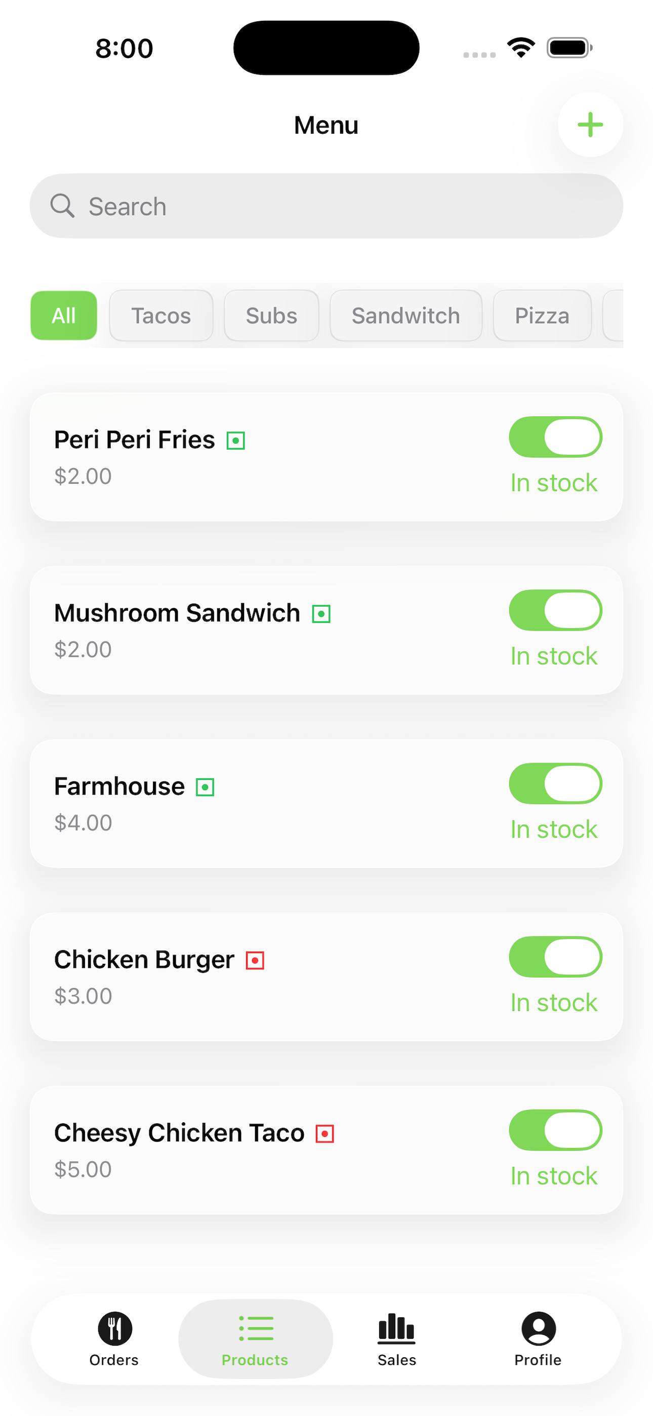 Order Management Screen
